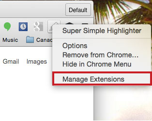 Super Simple Highlighter manage extensions