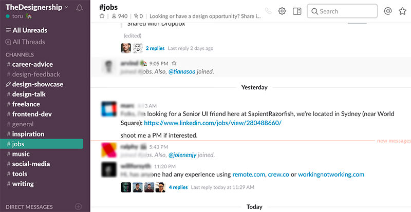 jobs channel at Designership