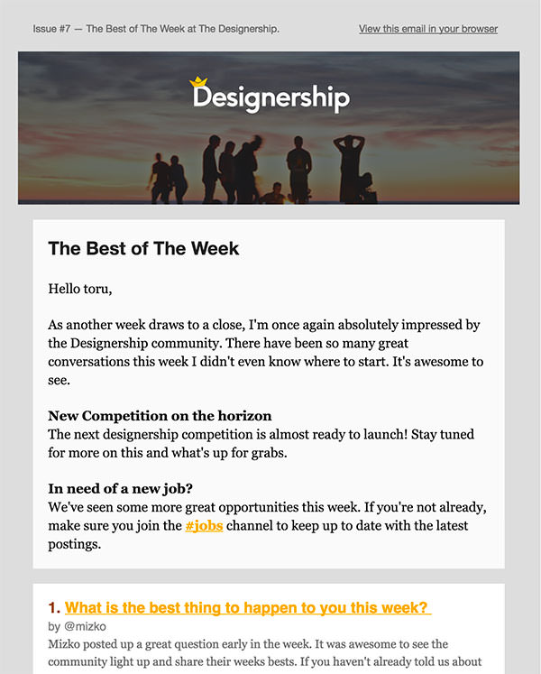 newsletter at Designership