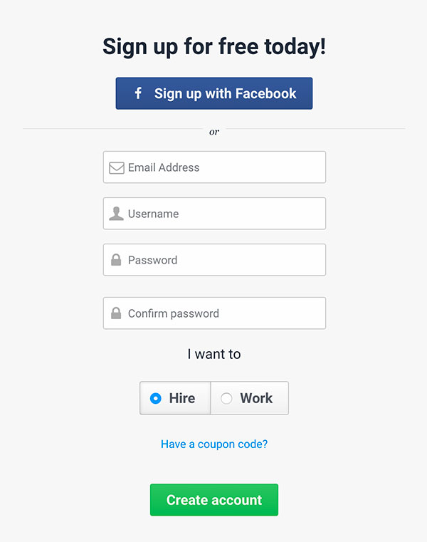 Freelancer.com signup