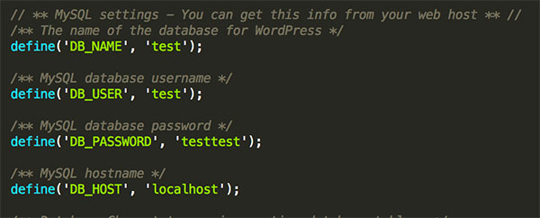 wp-config.phpを編集